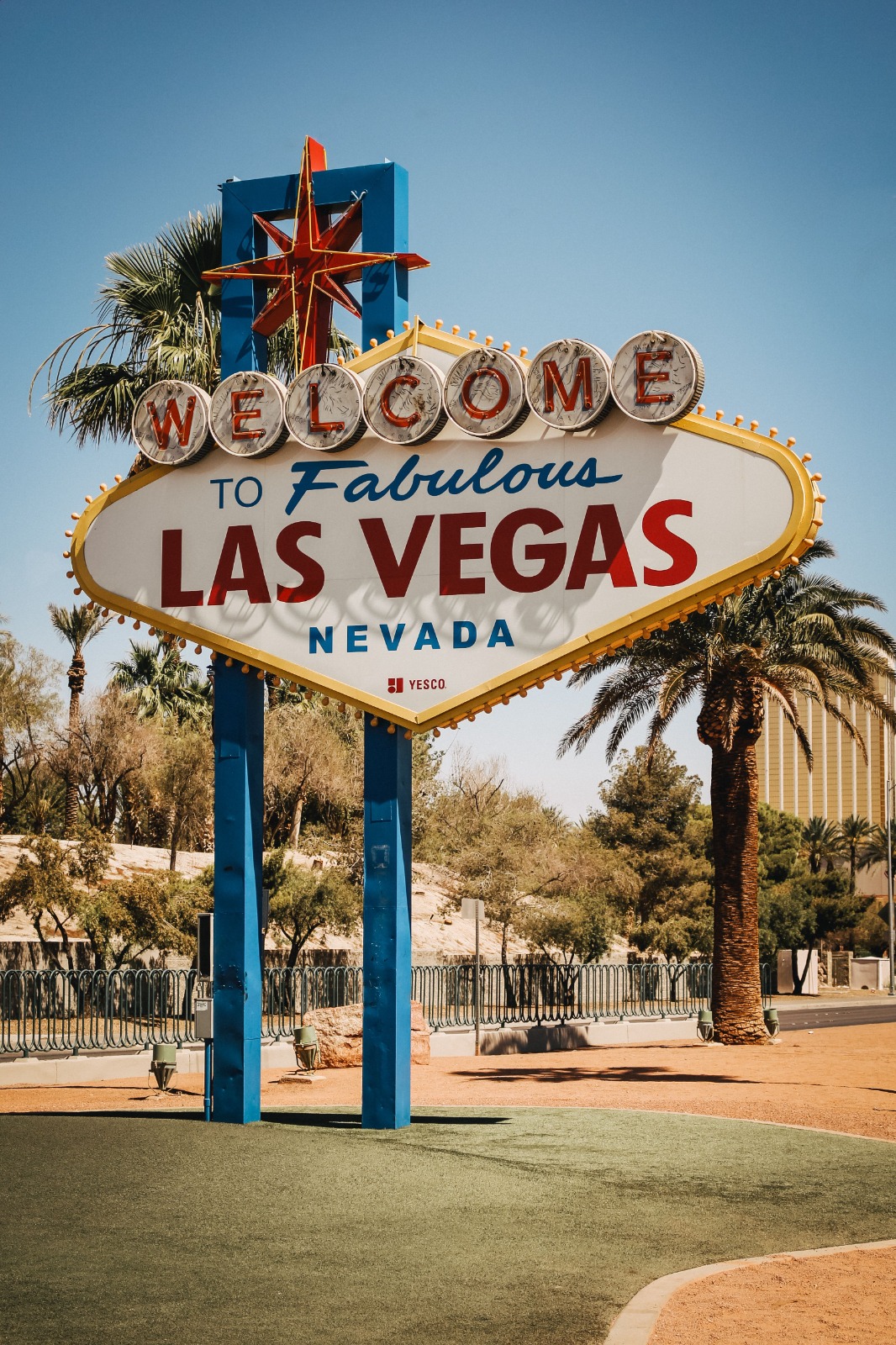 The welcome to fabulous Las Vegas sign at dusk